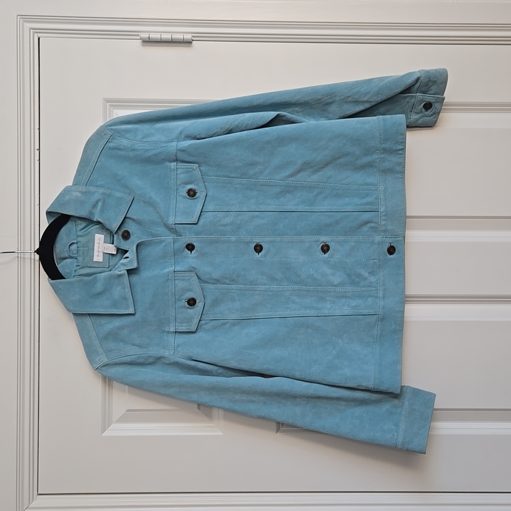Charter Club Breakfast at Tiffany's Blue Suede Leather Jacket